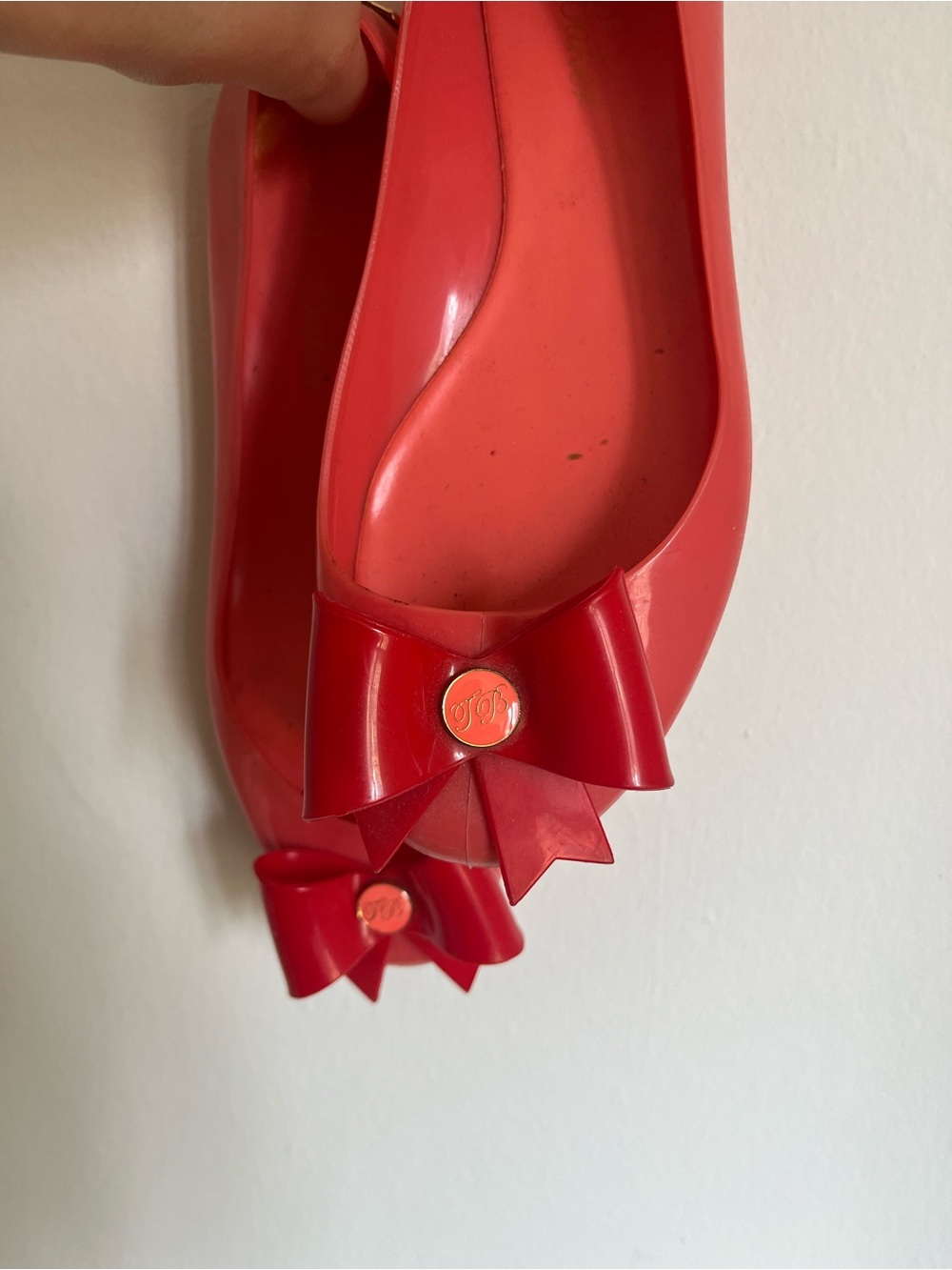 Ted Baker London Red and Pink Bow Jelly Flats
